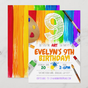 Painting Party Invitation, Art Birthday Party - 9 Invitation
