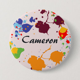 Painting Party Name Colourful Splashes 7.5 Cm Round Badge