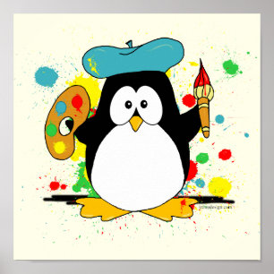 Painting Penguin Poster