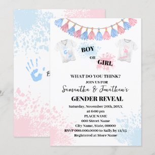 Painting Pink or Blue Gender Reveal Baby Shower Invitation