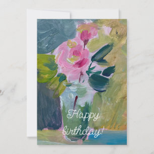 Painting ,pinks roses holiday card