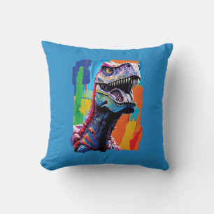 Painting Portrait Of A Tyrannosaurus Rex T-Rex Cushion