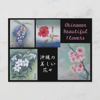 Painting Postcard Okinawan Beautiful Flowers