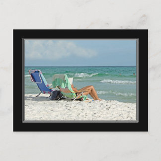 Painting Print Relaxing On The Beach Postcard