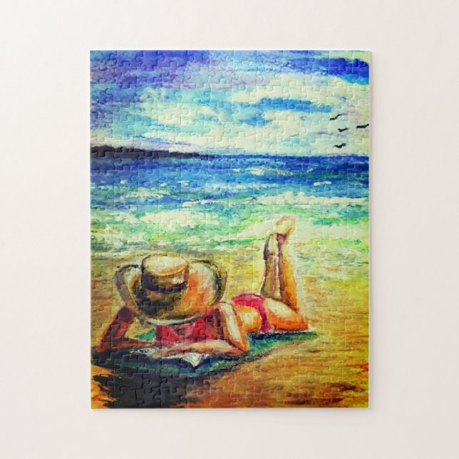 Painting Puzzle Woman On The Beach (Vertical)