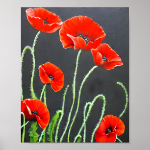 Painting Red Poppies Art Poster