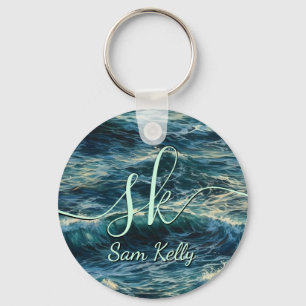 Painting Sea Surges Personalised Keychain