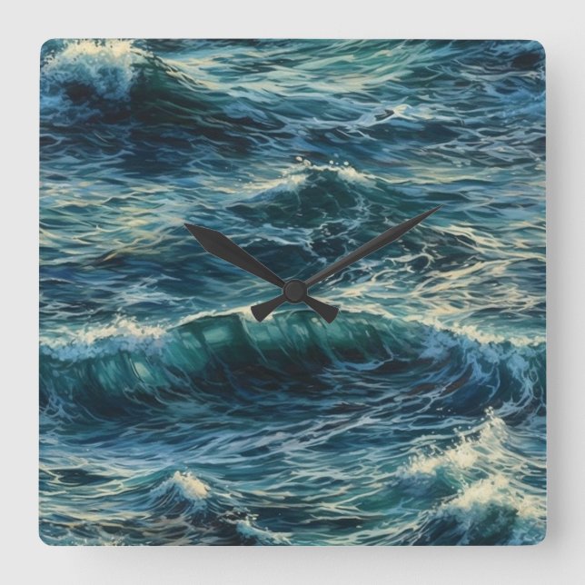 Painting Sea Surges   Square Wall Clock (Front)