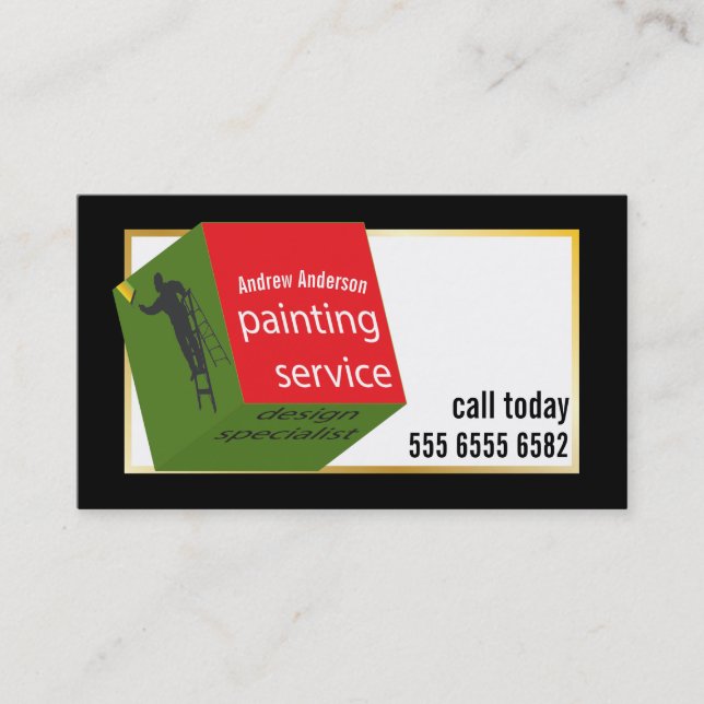 Painting Service Budget Value Colourful New Cube  Business Card (Front)