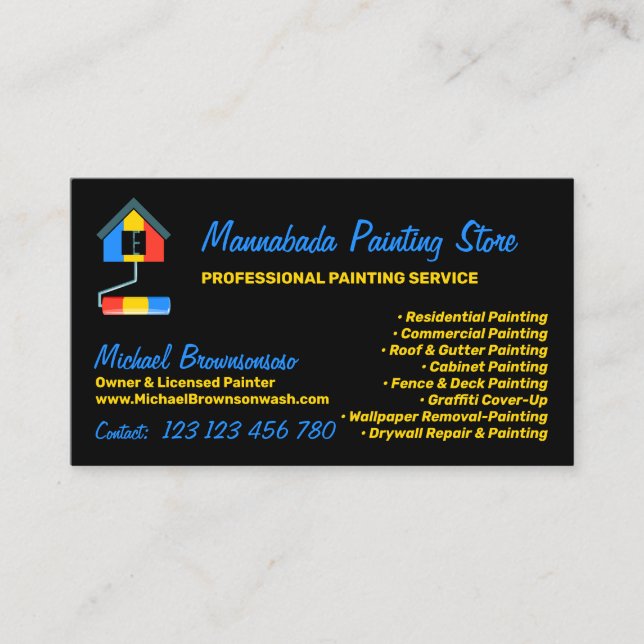 Painting Service Decoration Modern Professional Business Card (Front)