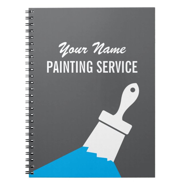 Painting service notebook with paintbrush logo (Front)