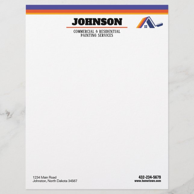 Painting Services Commercial and Residential Custom Letterhead (Front)
