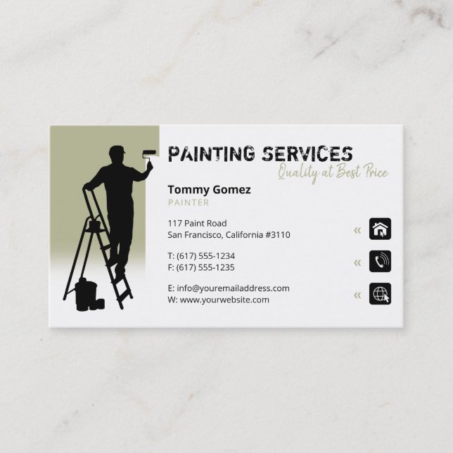 Painting Services | Painter at work Business Card (Front)