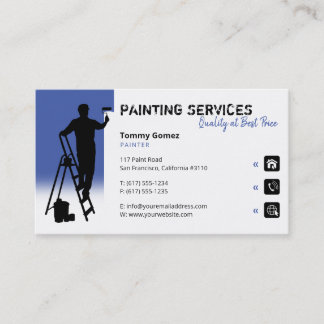 Painting Services | Painter at work medium blue Business Card