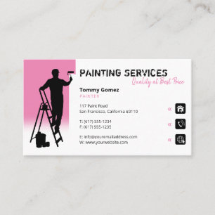Painting Services   Painter at work Pink Business Card