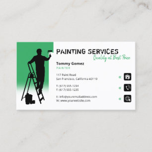 Painting Services   Painter at work sea green Business Card