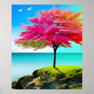 painting showcasing beauty and majesty of a tree poster