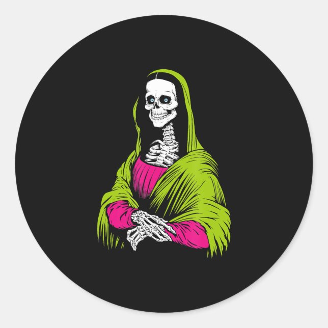 Painting | Skeleton Leonardo Da Vinci Famous Paint Classic Round Sticker (Front)