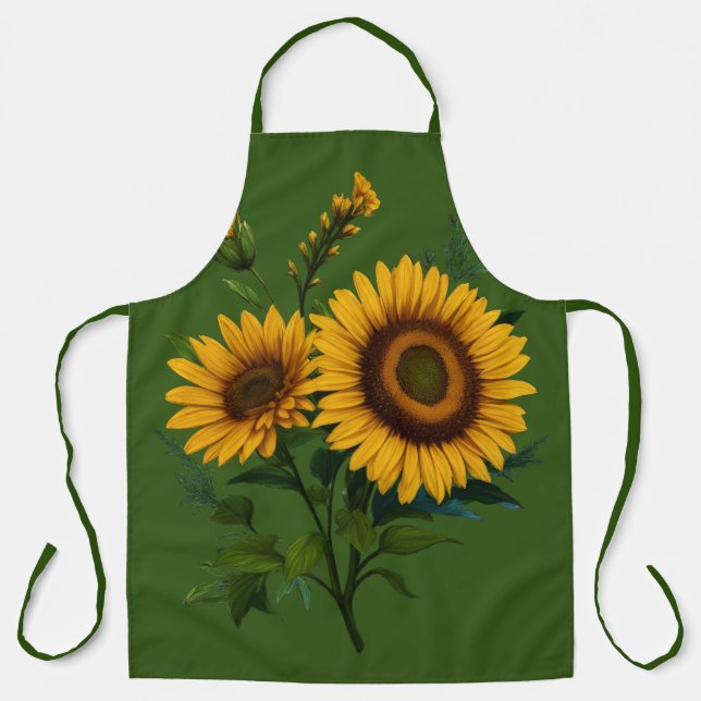 Painting Sunflower Any Colour Background Apron (Front)