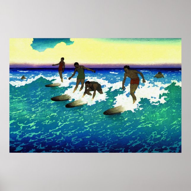 Painting surf riders Honolulu Poster (Front)