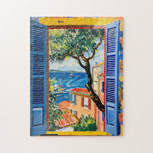 Painting Terrace View of Mediterranean sea Jigsaw Puzzle