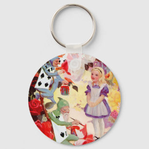 PAINTING THE QUEEN OF HEART'S ROSES RED KEY RING