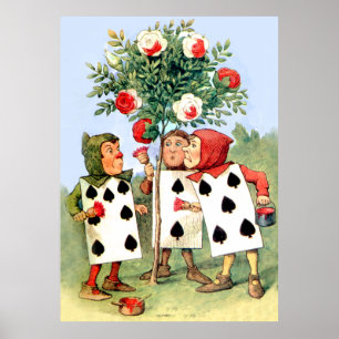 Painting the Queen's Roses in Wonderland Poster