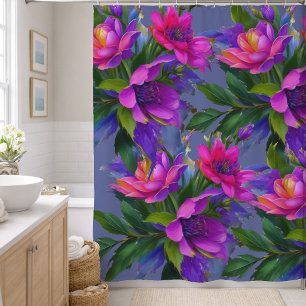 Painting Tropical Flowers Bright Colours Shower Curtain