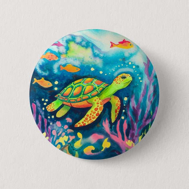 Painting Turtle 6 Cm Round Badge (Front)
