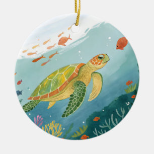 Painting Turtle Ceramic Ornament