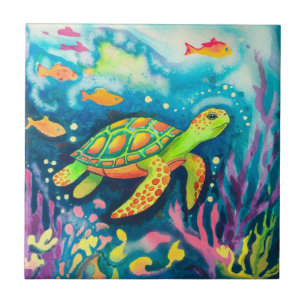 Painting Turtle Ceramic Tile