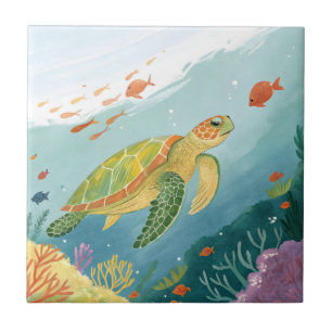 Painting Turtle Ceramic Tile