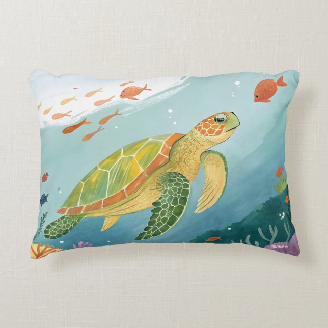 Painting Turtle Decorative Cushion (Front)