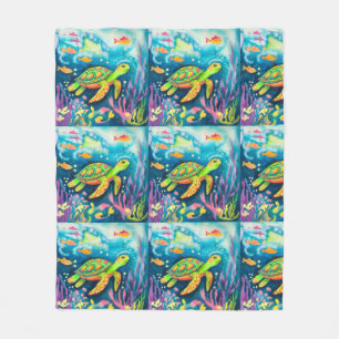 Painting Turtle Fleece Blanket
