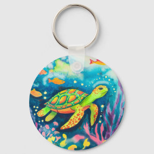 Painting Turtle Key Ring