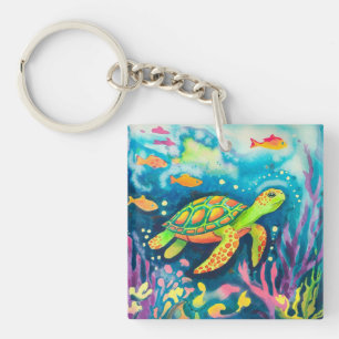 Painting Turtle Key Ring