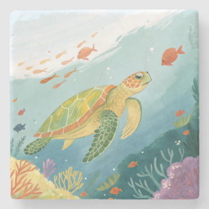 Painting Turtle Stone Coaster