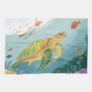 Painting Turtle Tea Towel