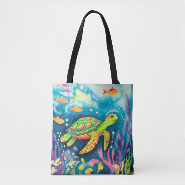 Painting Turtle Tote Bag (Front)