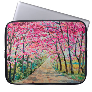 Painting watercolor landscape pink red colour Tunn Laptop Sleeve