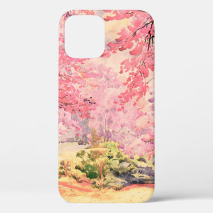Painting watercolor landscape pink red flower of W iPhone 12 Case