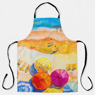 Painting watercolor seascape Top view colourful of Apron