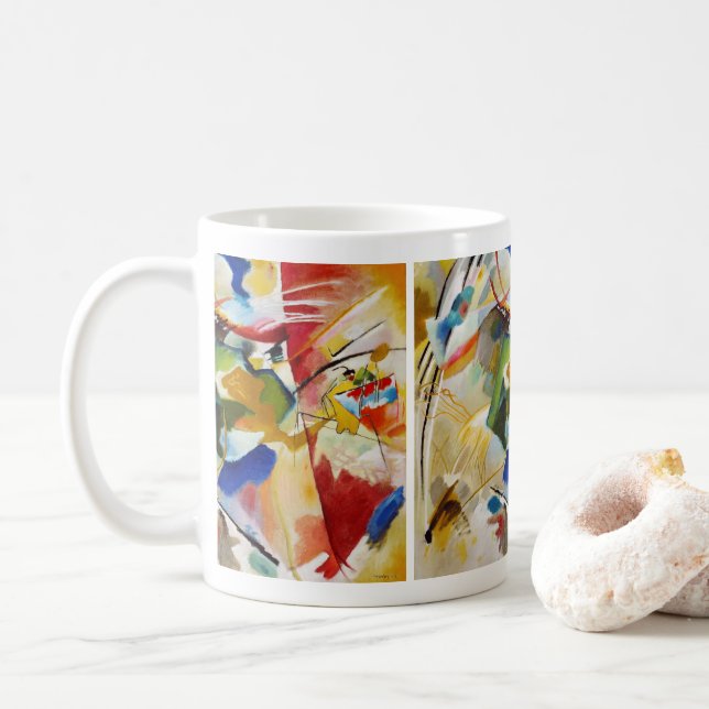 Painting with Green Centre 1913, Wassily Kandinsky Coffee Mug (With Donut)