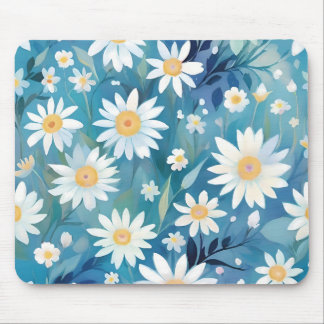 Painting with white flowers mouse pad