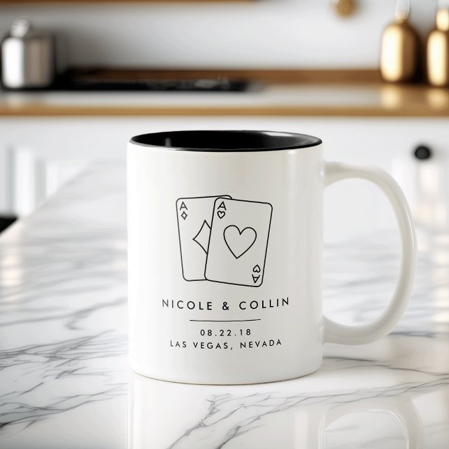 Pair of Aces | Las Vegas Wedding Favour Two-Tone Coffee Mug (Creator Uploaded)