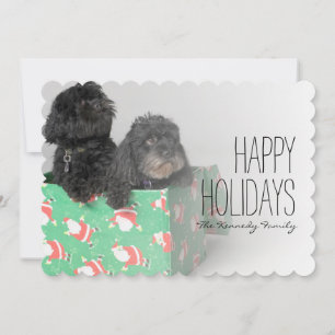 Pair of adorable puppies holiday card