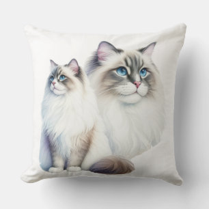 PAIR OF BEAUTIFUL FLUFFY RAGDOLL CATS CUSHION
