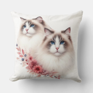 PAIR OF BEAUTIFUL FLUFFY RAGDOLL CATS CUSHION