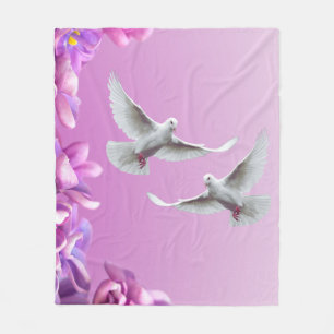 Pair Of Beautiful White Doves Fleece Blanket