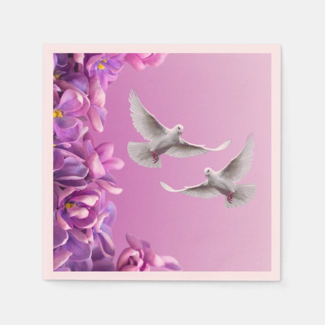 Pair Of Beautiful White Doves Napkin (Front)